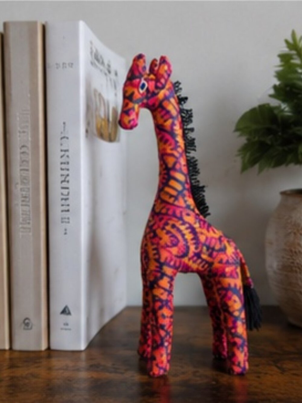 Vintage Fabric Giraffe Figurine | Handmade Textile Giraffe